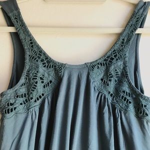 Dark Teal Lace Detail Tank Top